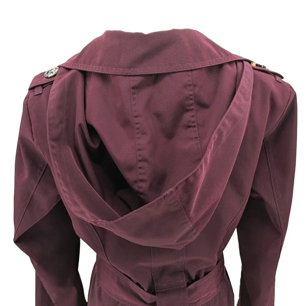 London Fog‎ Trench Coat Belted Double Breasted Plum Mid Length Classic S